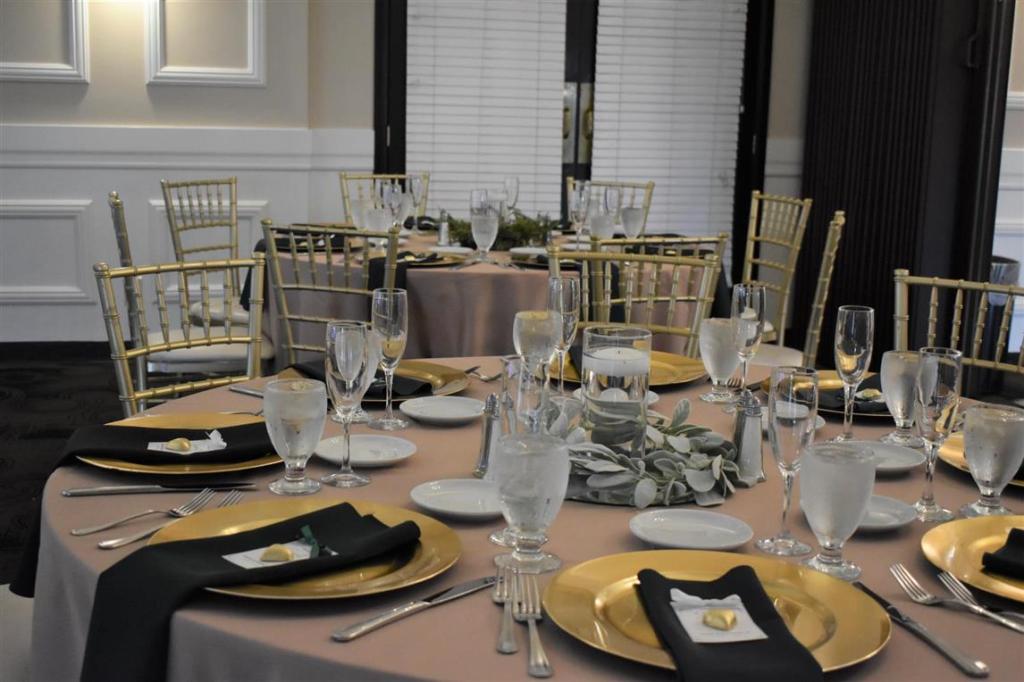 pink and gold table setting